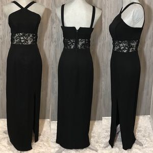 Dave & Johnny vintage formal dress black lace 3-4